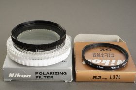 Nikon 52mm filter lot L37C + Polarizing, Both boxed
