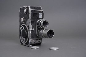 Paillard Bolex B-8 8mm camera with 12.5mm Yvar-Filtin and 1.5 inch f/1.9 Kinotel lenses