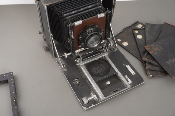 Linhof 13×18 camera with Carl Zeiss Jena Tessar 18cm 1:4.5 + some holders