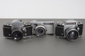 lot of 3x defective cameras, with lenses: Zorki, 2x Exakta (with Pancolar and Domiplan)