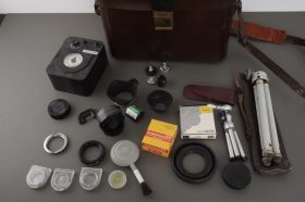 big lot of various accessories in leather case