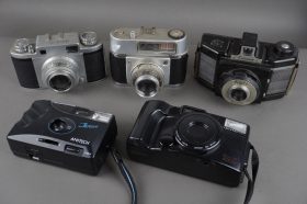 5x vintage cameras, Olympus, Mamiya, Coronet
