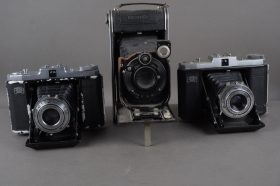 lot of 3x vintage folding cameras, Zeiss Ikon