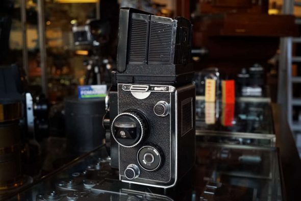 Rolleiflex 3.5F TLR camera (worn)