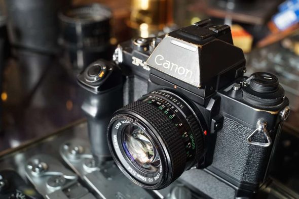 Canon New F-1 with AE motor drive FN, AE finder and 50/1.4