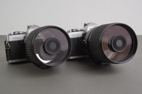 Minolta XG-1 twins with 600mm Sigma mirror lenses
