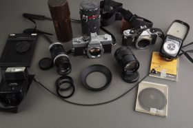 Minolta SRT101 with lenses + Pentax ME Super + extras