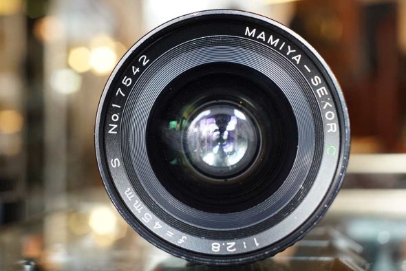 Mamiya 45mm F/2.8 S lens for M645, worn