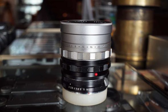 Leica Leitz Summicron 1:2 / 90mm chrome (in 16462 visoflex mount) + 14127 Leica R adapter