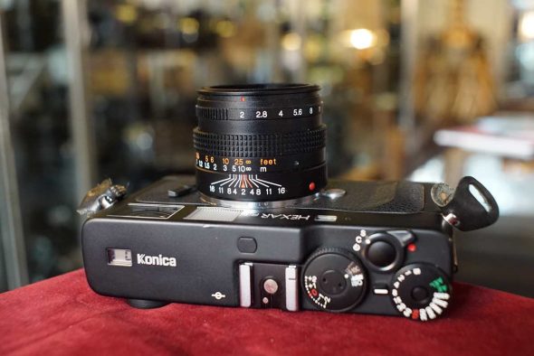 Konica Hexar RF + 50mm F/2 lens, in kit case