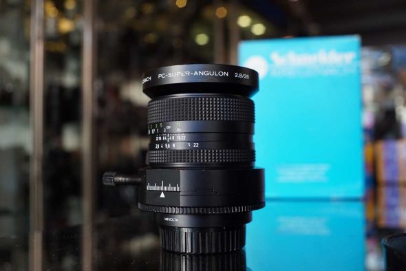 Schneider-Kreuznach PC-Super-Angulon 28mm F/2.8 shift lens for Minolta MD, boxed
