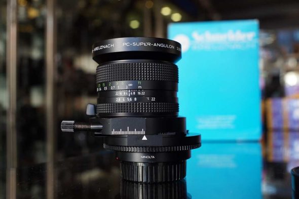 Schneider-Kreuznach PC-Super-Angulon 28mm F/2.8 shift lens for Minolta MD, boxed