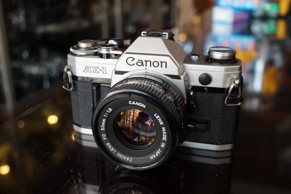 Canon AE-1 chrome with FD 50mm F/1.8 lens