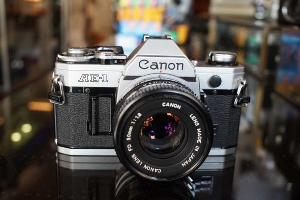 Canon AE-1 chrome with FD 50mm F/1.8 lens