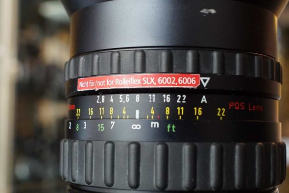 Schneider-Kreuznach Super-Angulon 50mm F/2.8 HFT PQS lens for Rollei, shutter issue, OUTLET