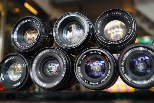Lot of 7x bargain lenses, various mounts and issues, OUTLET