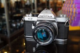 Pentax K2 chrome + SMC Pentax-M 28mm F/3.5 lens OUTLET