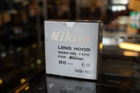 Nikon HS-10 lenshood for 85mm F/2 lens, boxed