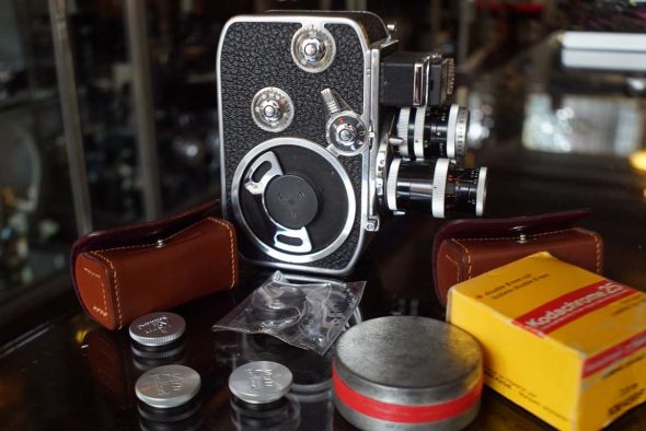 Bolex 8mm camera with accessories and Kern lenses