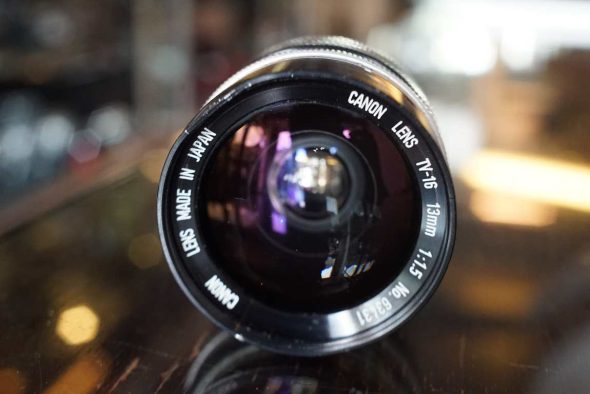 Canon TV-16 13mm F/1.5 lens for C-mount, OUTLET