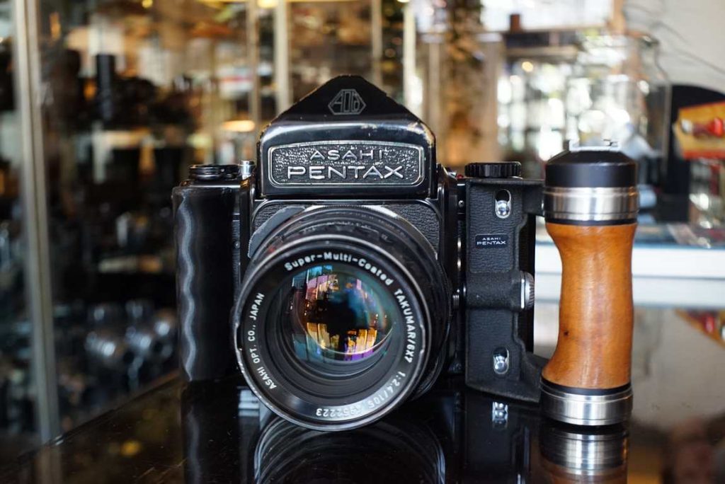 Pentax 6×7 MLU + 90mm F/2.8 SMC lens + Left hand grip