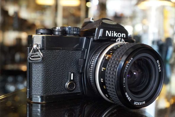 Nikon FE black + Nikkor 28mm F3.5 AI lens, OUTLET