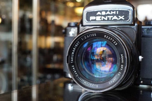 Pentax 6×7 + 105mm F/2.4 Takumar lens, freshly serviced