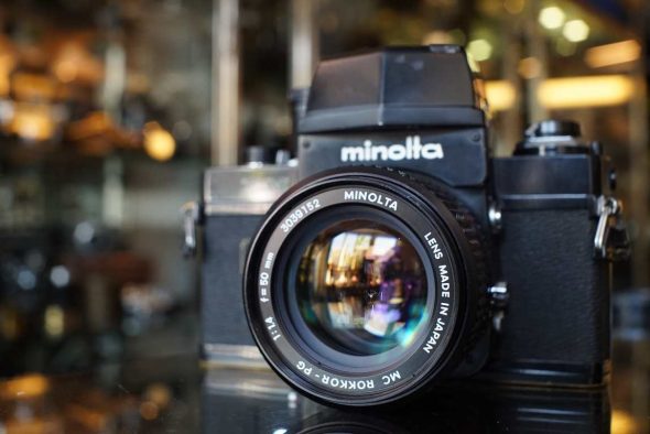 Minolta XM black + MC Rokkor-PG 50mm F/1.4 lens
