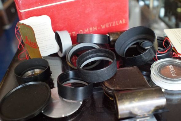 Boxed lot of many Leica accessories