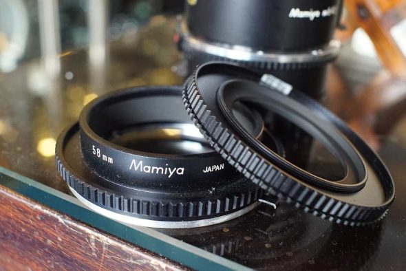 Mamiya 58mm reverse ring set + auto extension tube set. for M645
