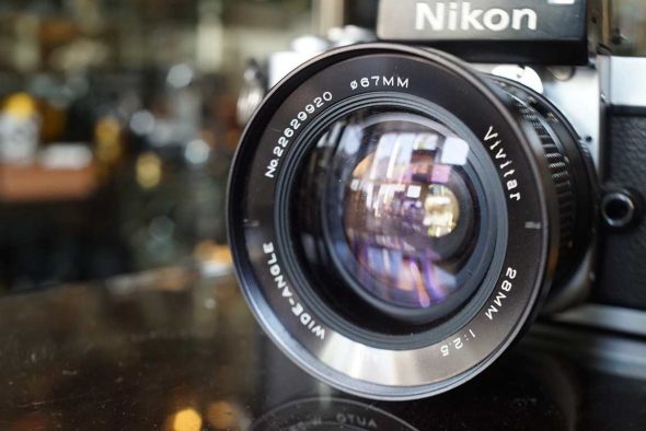 Nikon F2 chrome + Vivitat 28mm F/2.8 lens, jammed, OUTLET