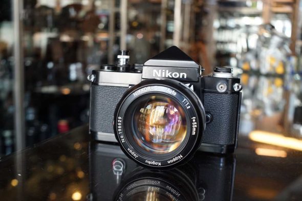 Nikon F2 Plain Prism black + Nikkor SC 55mm F/1.2 lens, collectible with CLA