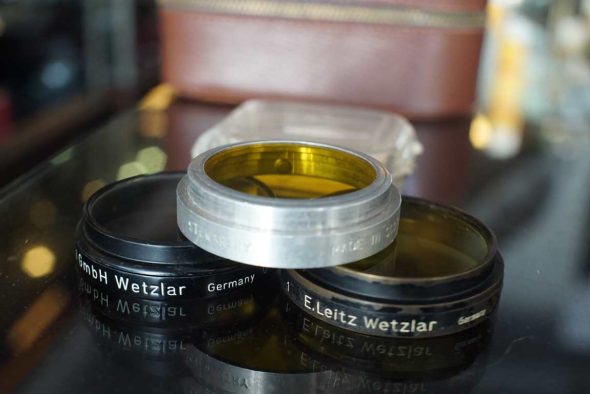 3x Leica Leitz A36 clamp on UV and Yellow contrast filters