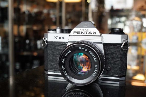 Pentax K1000 + SMC 55mm F/1.8 lens, recently serviced