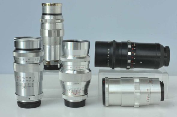 Lot of 5 different 135mm lenses in exakta mount.