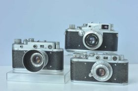 3x Soviet LTM look a like rangefinder cameras