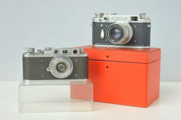 2x FED rangefinder camera, 1 boxed, collectibles