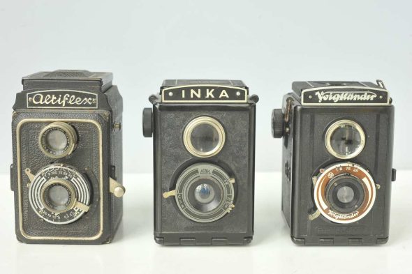 Lot of 3x TLR cameras: Voigtlander, INKA, Altiflex. as found
