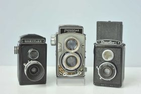 Lot of 3x TLR cameras: Babyflex, Flexaret and Druoflex 1, As found