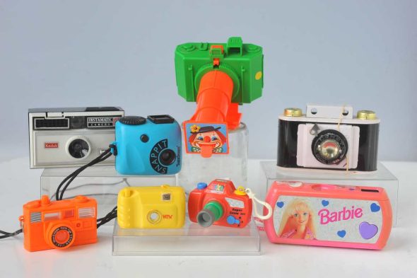 Collection of TOY cameras. Including Barbie