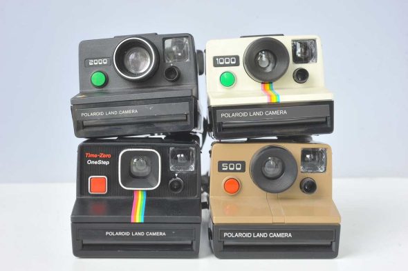 Lot of 4 Polaroid cameras, 500, 1000, 2000 and Time-Zero Onestep for SX70 film