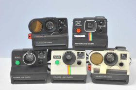 Lot of 5 Polaroid SX70 type cameras, 1000, 1000 Deluxe, 2000, 3500AF and 5000AF