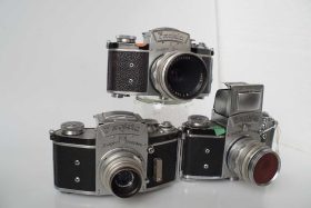 Lot of 3 Exakta cameras, Kine Exakta II, Varex and VX, with Tessar lenses