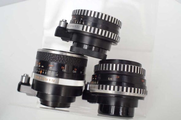Lot of 3 CZJ lenses for Exakta, 35mm Flektogon, 50mm Tessar and 80mm Biometar