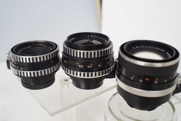 Lot of 3 CZJ lenses for Exakta, 35mm Flektogon, 50mm Tessar and 80mm Biometar