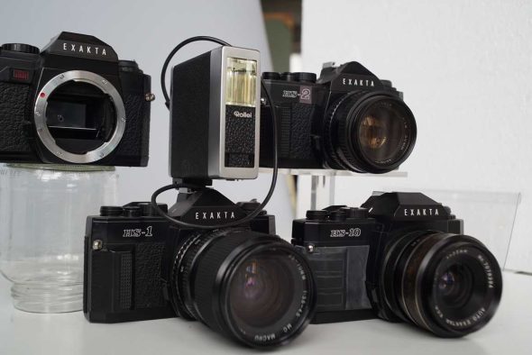 Lot of 4 Exakta SLR cameras with lens