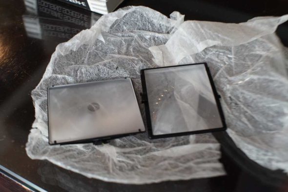 Pair of Bronica ETR focusing screens, boxed