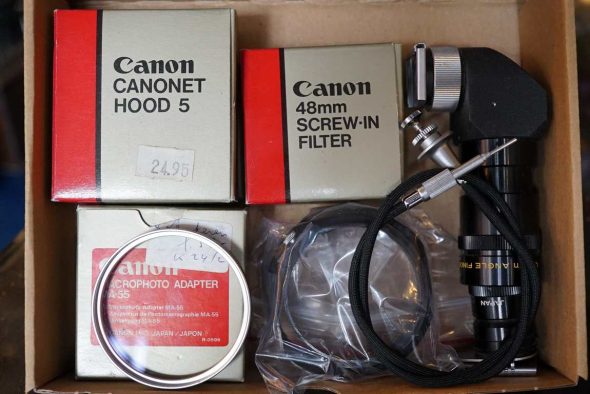 Lot of various Canon / Canonet hoods and accessories