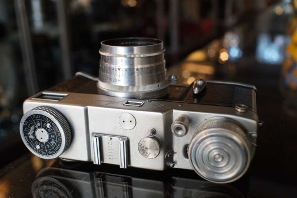 Leningrad camera with Jupiter-8 50mm F/2 lens in chrome