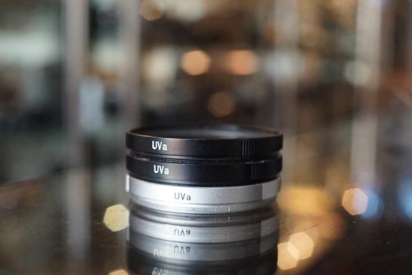Leica Leitz 13131 UVa E39 filters, 3 pieces, 1 chrome and 2 black ring version